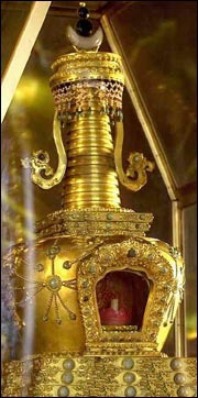 Buddhism Nirvana The gold tower in which Shakyamuni's finger relic is preserved.